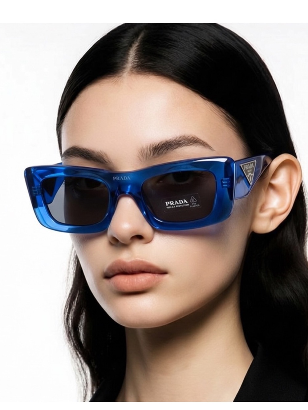 PRADA SPR13Z 18M-550 BLUE TRANSPARENT SUNGLASSES WITH PRADA CASE NWOT